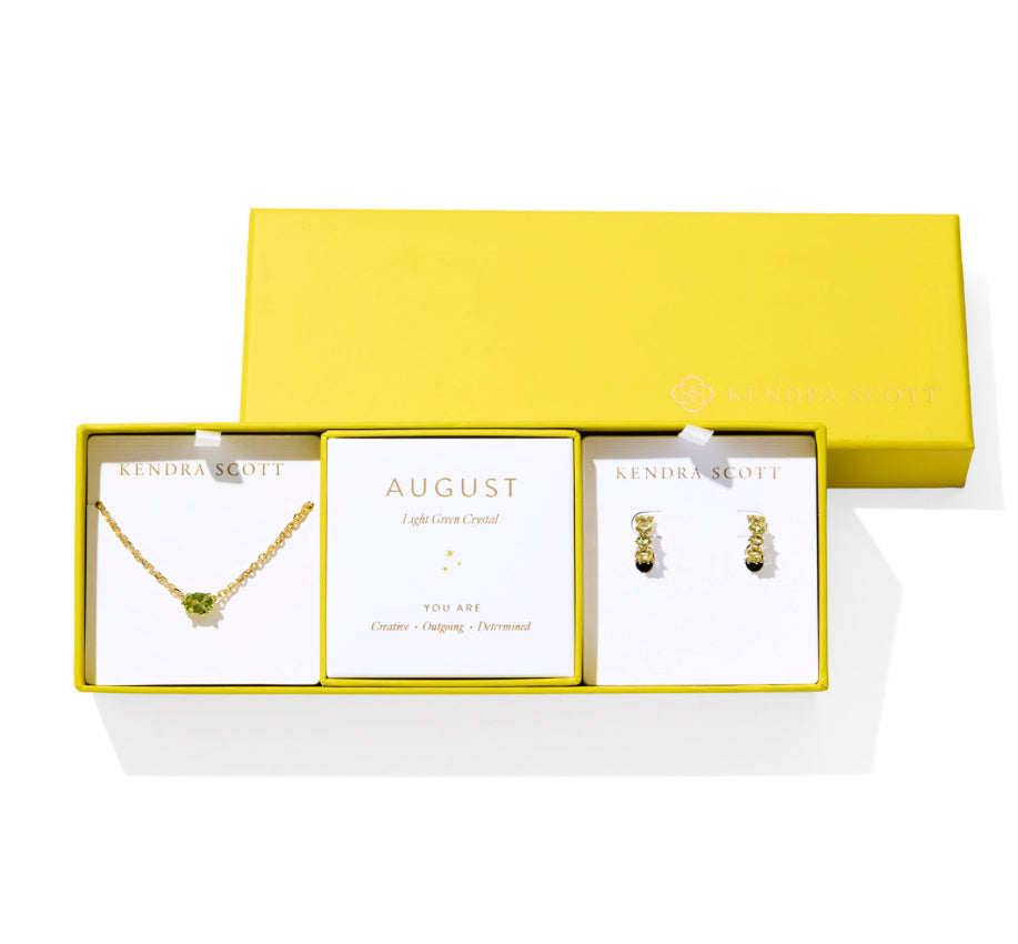 CALIN BIRTHSTONE GIFT SET GOLD TONE  (AUGUST) LIGHT GREEN  CRYSTAL - KENDRA SCOTT (Copy)