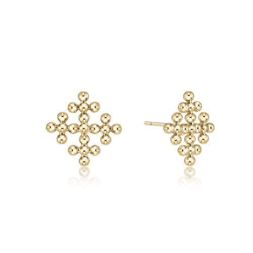 enewton - Classic Beaded Signature Cross Encompass Gold Stud