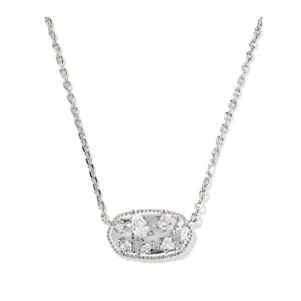 SILVER TONE HOLLAND CRYSTAL SHORT PENDANT NECKLACE  - KENDRA SCOTT
