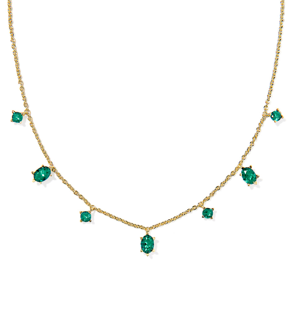 CAILIN DELICATE STRAND NECKLACE GOLD TONE WITH GREEN CRYSTAL - KENDRA SCOTT