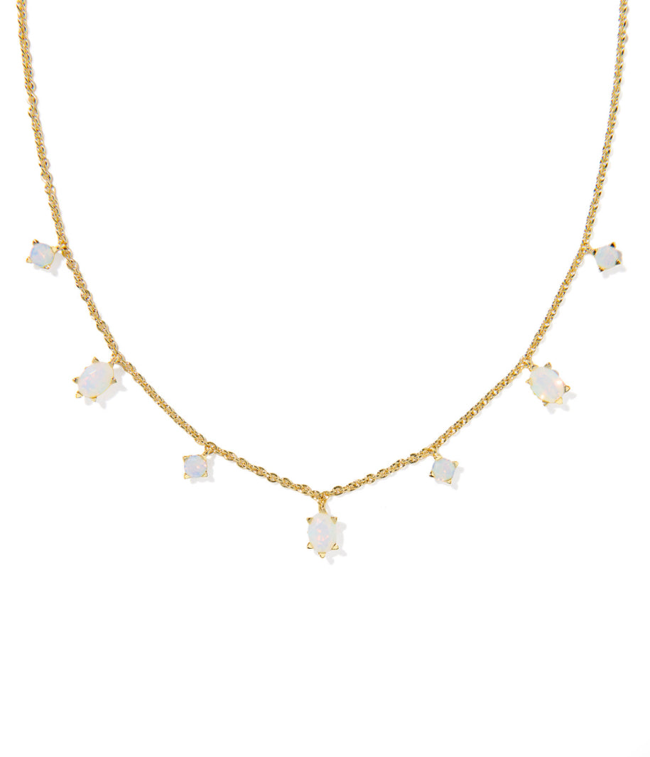 CAILIN DELICATE STRAND NECKLACE GOLD TONE WITH WHITE IRIDESCENT CRYSTAL - KENDRA SCOTT