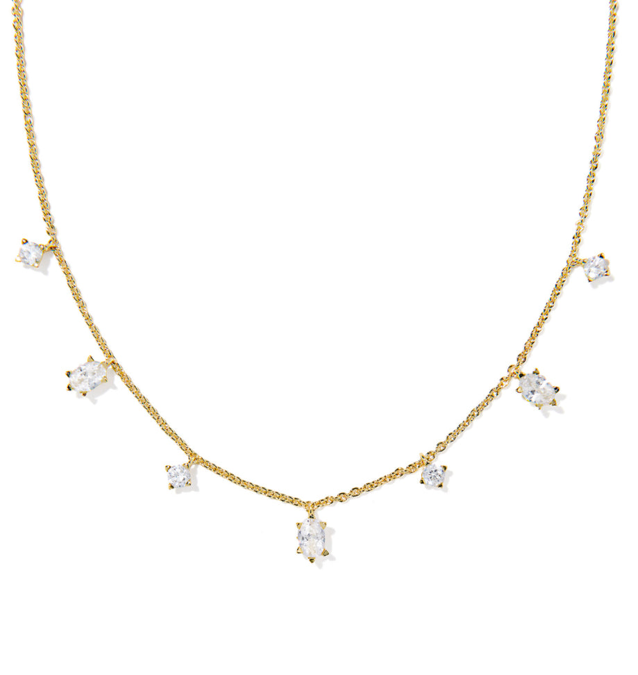 CAILIN DELICATE STRAND NECKLACE GOLD TONE CLEAR CZ - KENDRA SCOTT