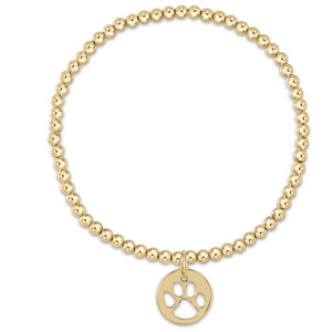 enewton - 7.25” Classic Gold 3mm Bead Bracelet - Paw Print Gold Disc