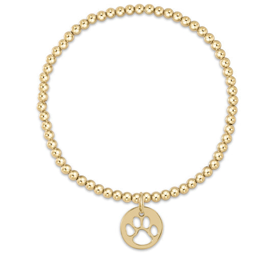 enewton - 6.25” Classic Gold 3mm Bead Bracelet - Paw Print Gold Disc