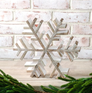 12" WOODEN SNOWFLAKE TABLE DECOR