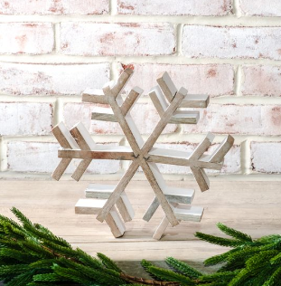 9.06" WOODEN SNOWFLAKE TABLE DECOR