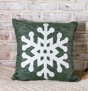 18" GREEN SNOWFLAKE PILLOW