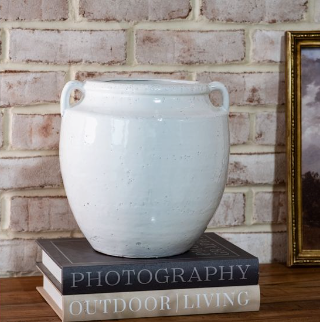 10"H WHITE DOUBLE EAR VASE