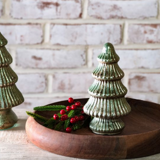 6.75"H VERDIGRIS GLASS TREE