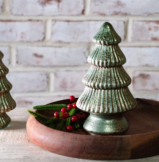 8"H VERDIGRIS GLASS TREE