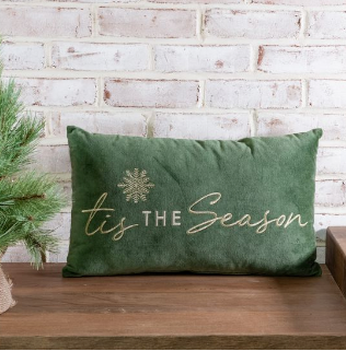 12" X 20" VELVET TIS SEASON PILLOW