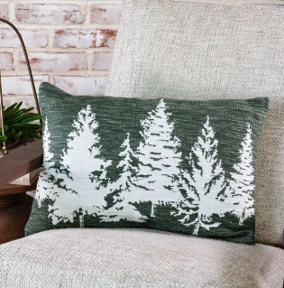 14 X 20 GREEN/WHITE TREE PILLOW