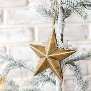 WOODEN GOLD STAR ORNAMENT