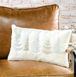 12X20 GOLD & SILVER EVERGREEN FUR PILLOW