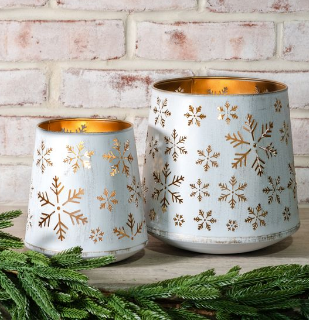 WHITE/GOLD TIN SNOWFLAKE LANTERNS - EACH SOLD SEPARATELY