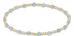 enewton - 6.25" Aquamarine Gemstone Gold Sincerity Pattern 3mm Bead Bracelet