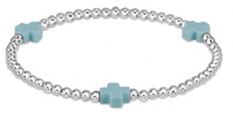 enewton - 6.25" Signature Cross Sterling Pattern 3mm Bead Bracelet - Turquoise