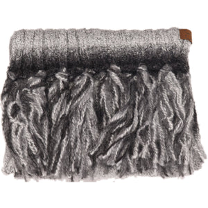 Ombre Knit Scarf with Fringe SF9004: Black/Grey Mix