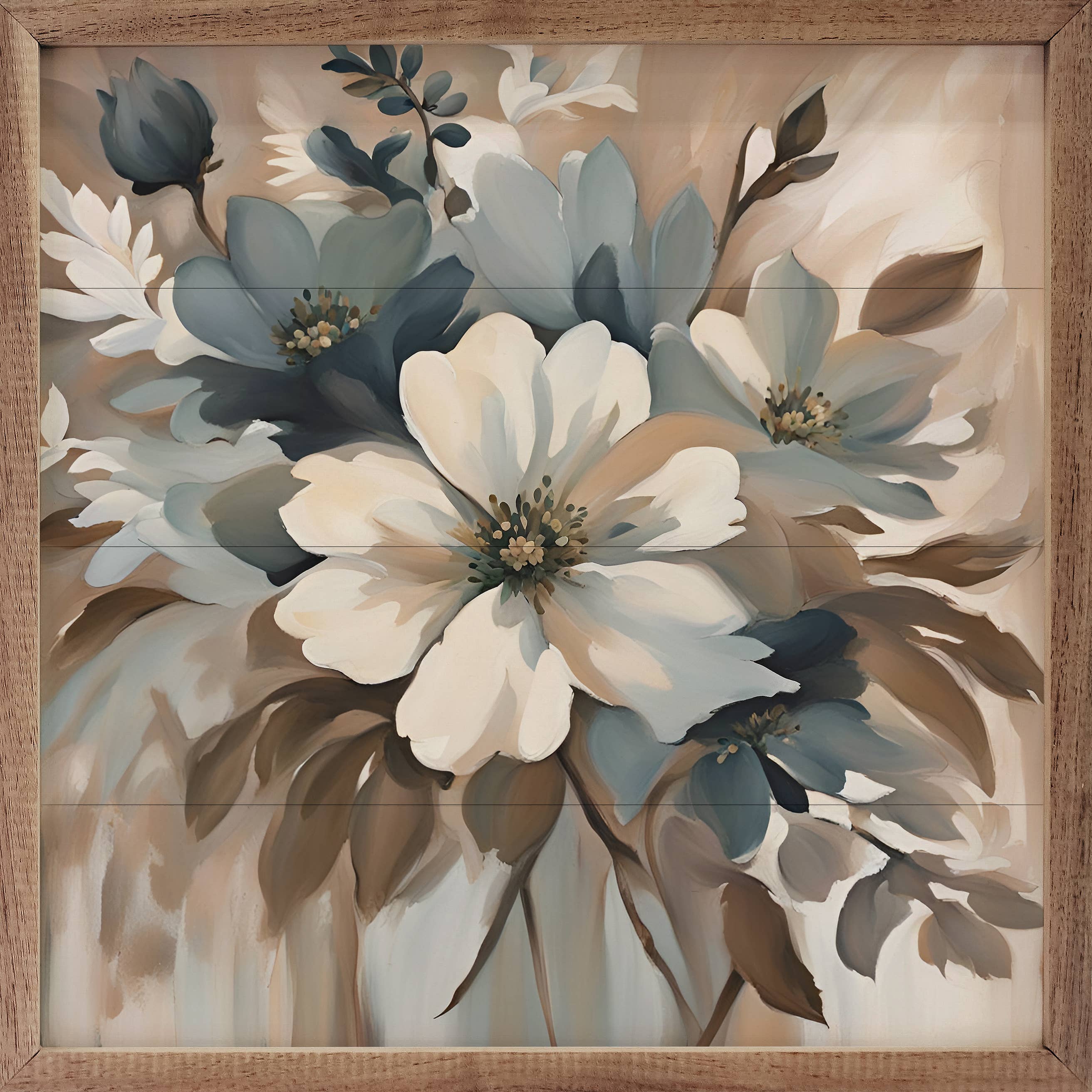 Blue And Tan Floral Display: 8 x 8 x 1.5