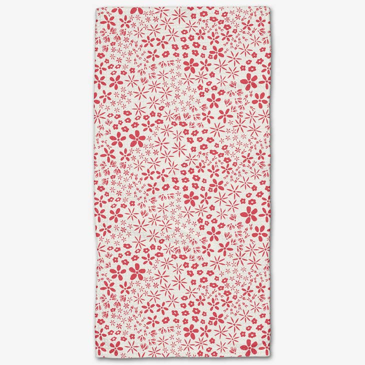 Geometry - Red Fields of Flowers Bar Towel