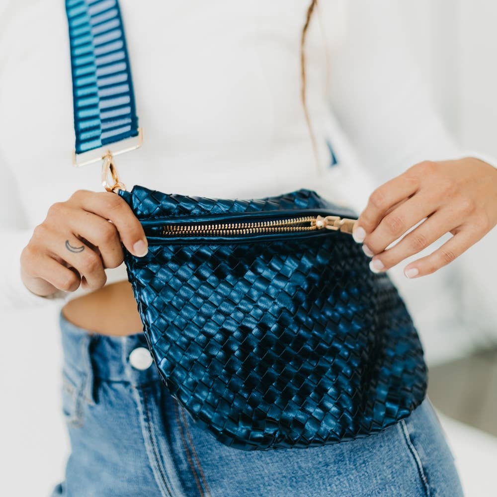 Westlyn Woven Bum Bag *NEW COLORS ADDED*: Woven Checkered Navy
