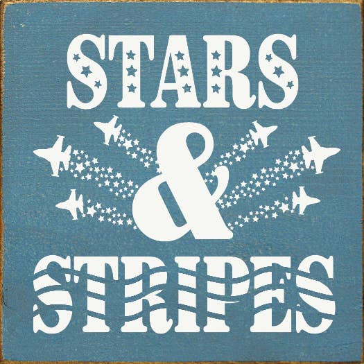 Stars & Stripes (Military Jet) Wood Sign: Old Blue