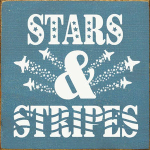Stars & Stripes (Military Jet) Wood Sign: Old Blue