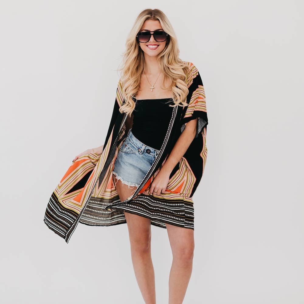 In The City Of Paradise Kimono: Black