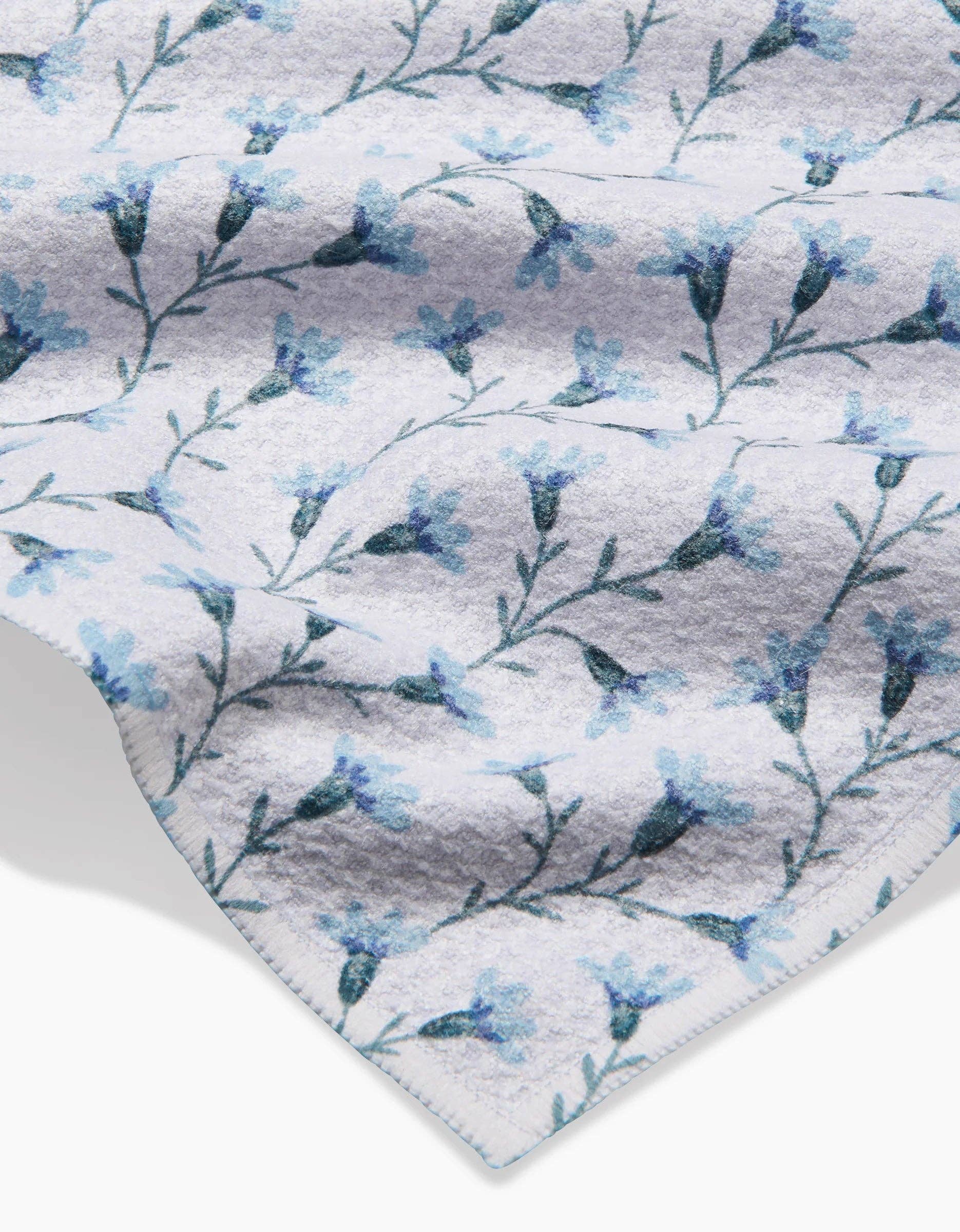 Trailing Flowers in Blue Bar Towel