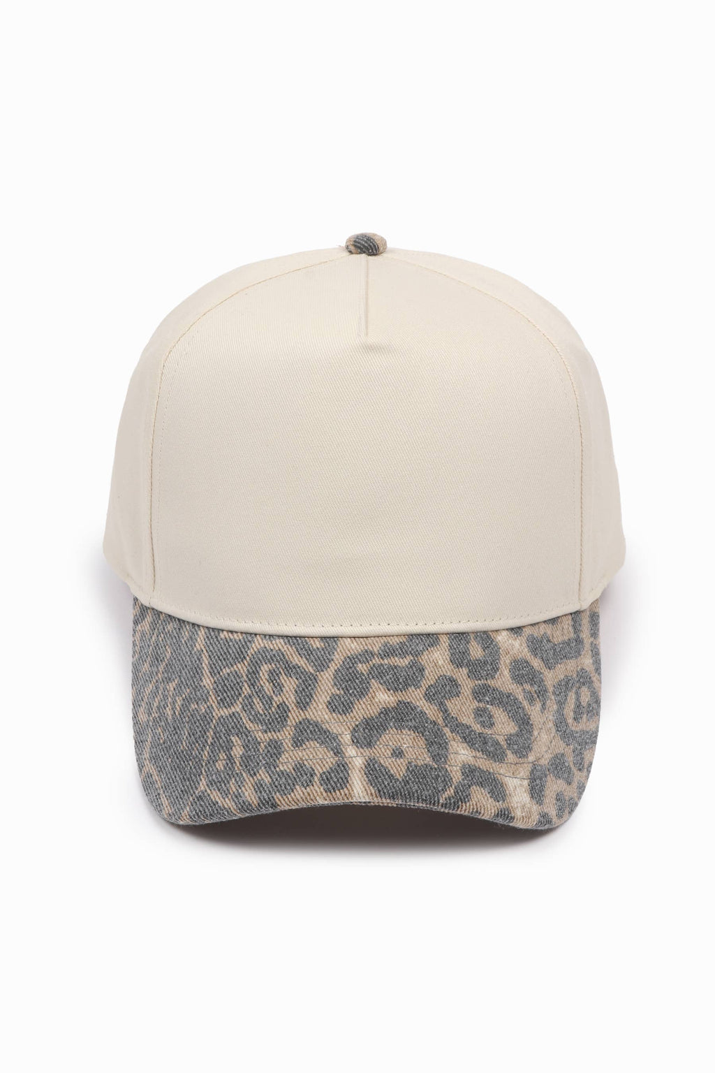 Washed Leopard Print 5 Panel Baseball Hat: Leopard