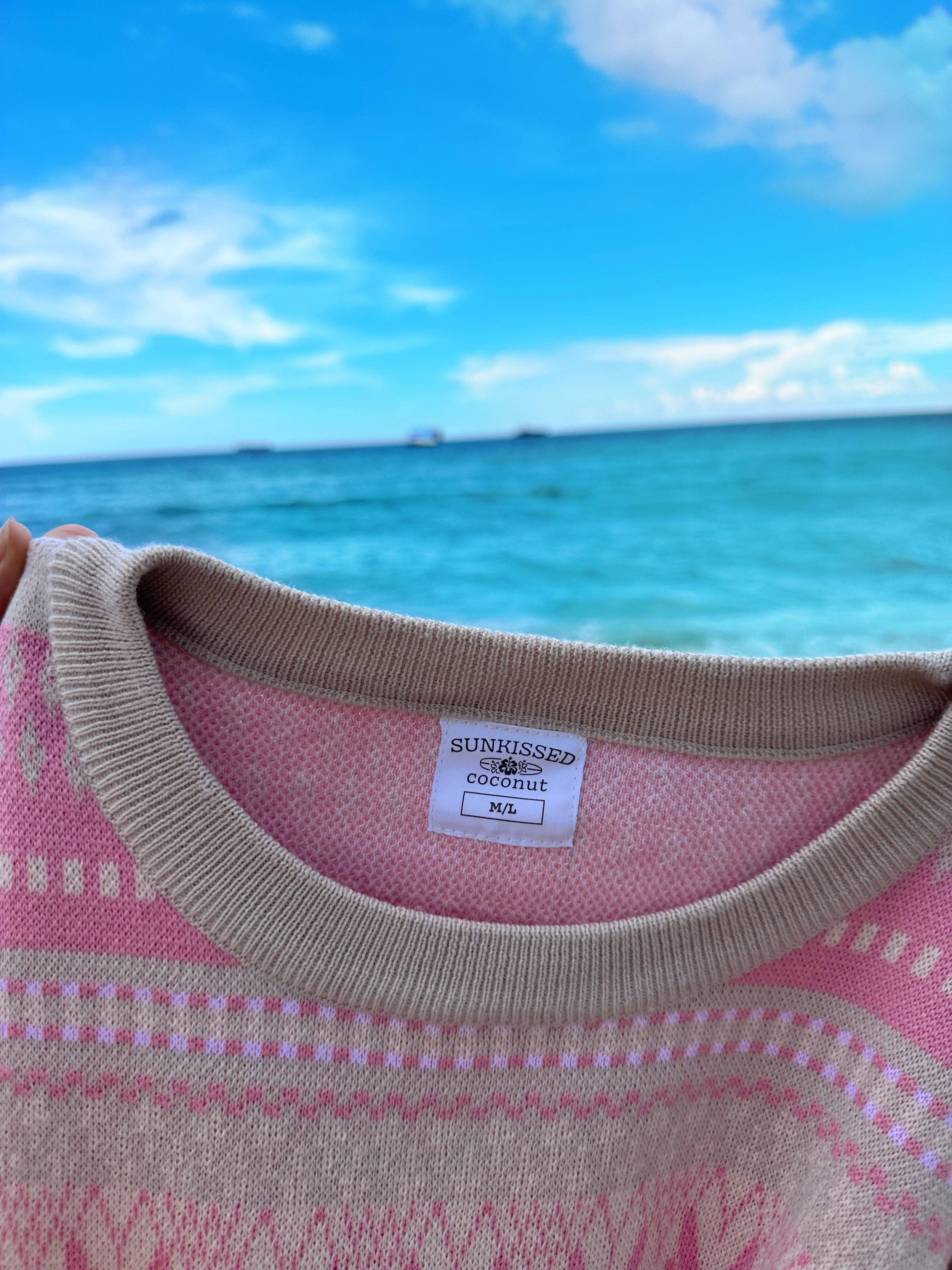 Aspen Ski Winter Sweater: Pink Snowflake