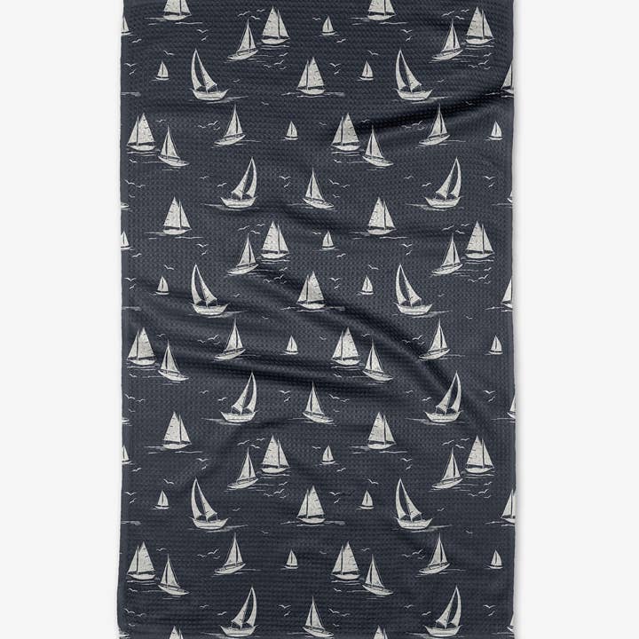 Geometry - Navy Race Day Tea Towel