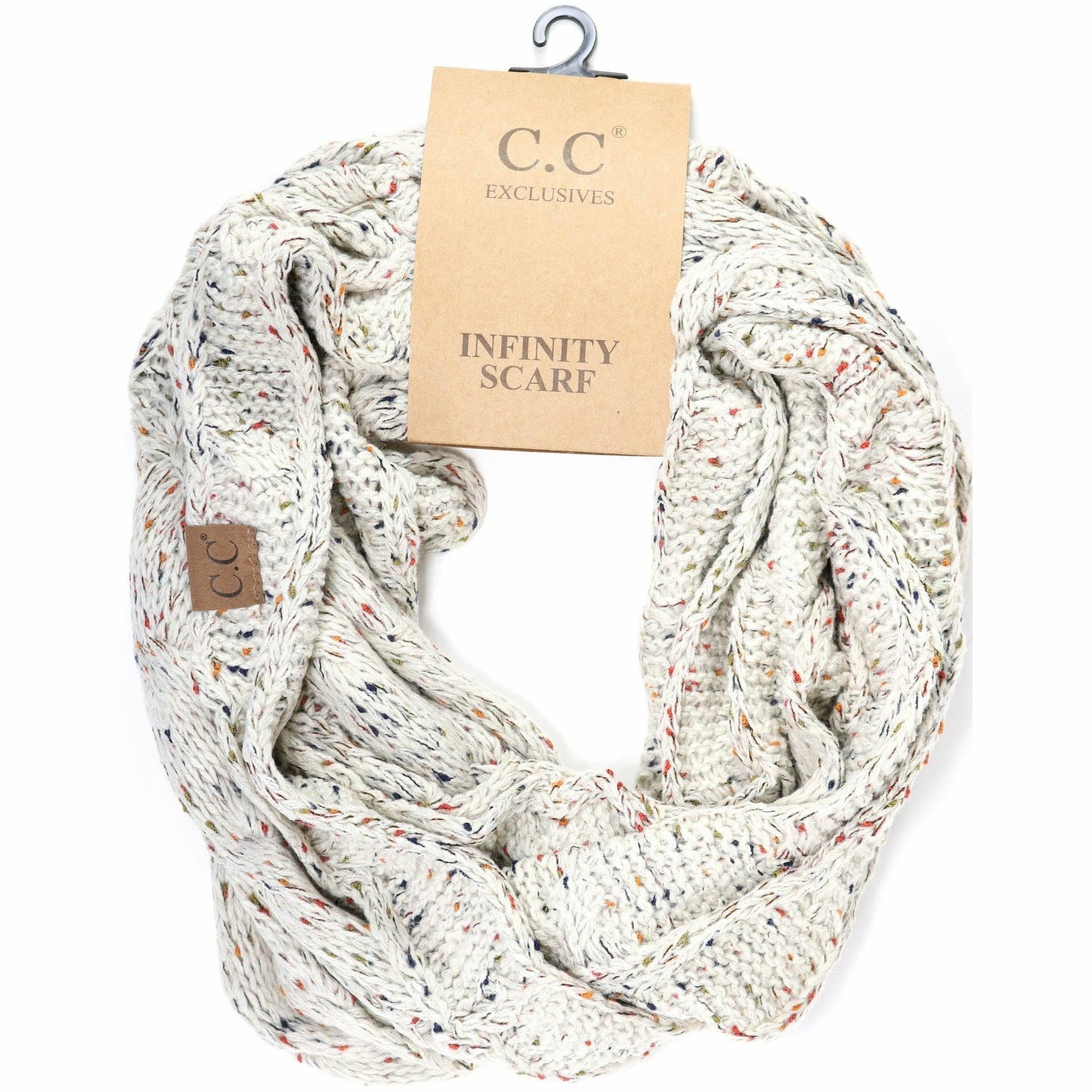 Flecked CC Infinity Scarf SF33: Natural Grey