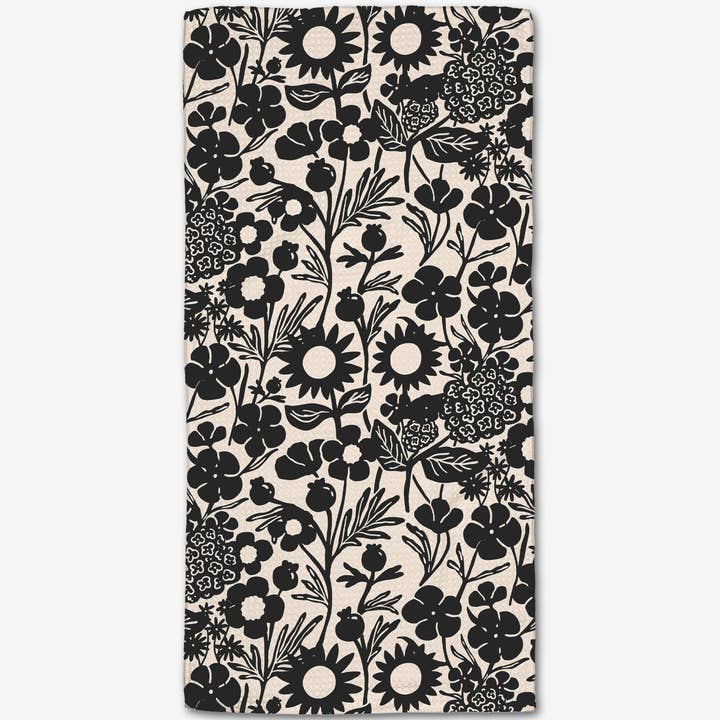 Geometry - Black Flower Garden Bar Towel