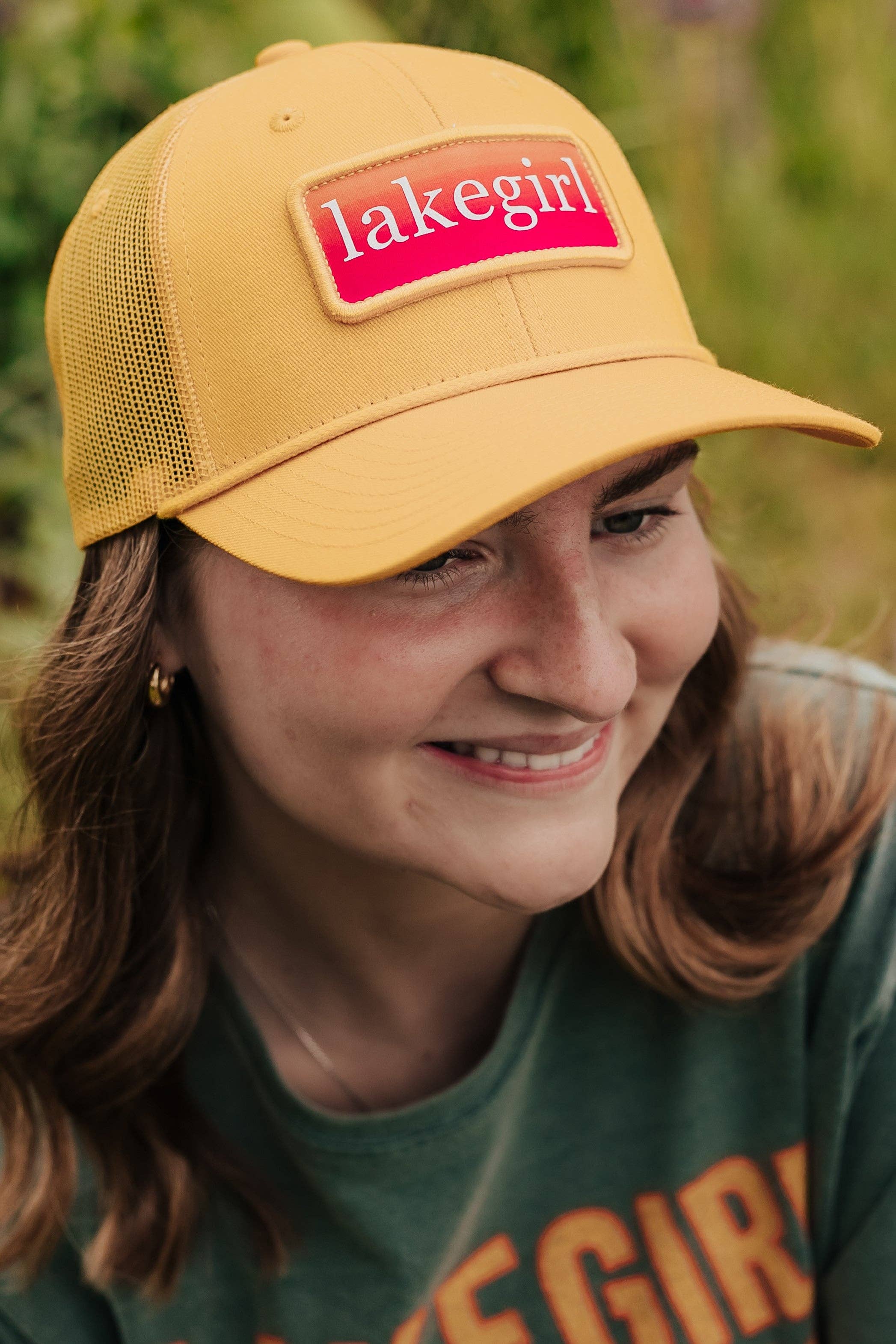 Lakegirl Cotton Twill Cap with Mesh bright colors yellow with hot pink