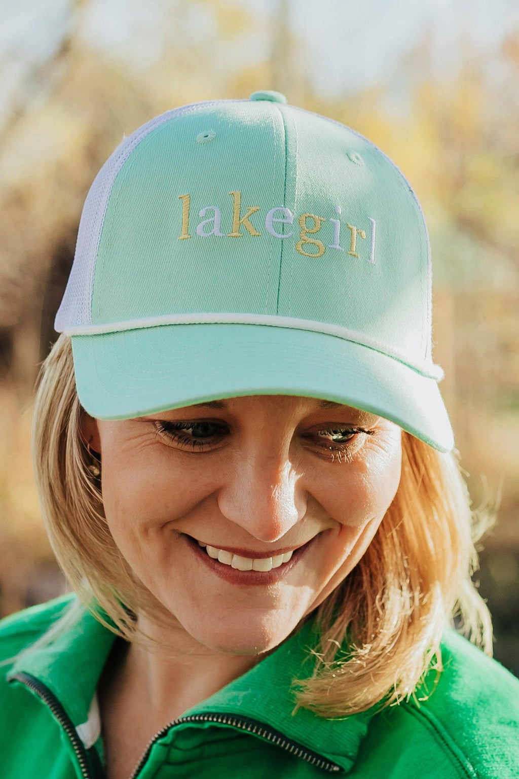 Brushed Cotton Cap in Mint/White: LAKEGIRL Mint/White