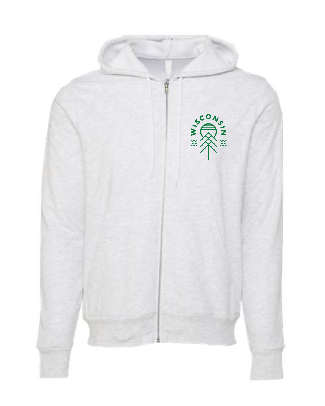 Wisconsin Native Fleece-Full Zip Heather White