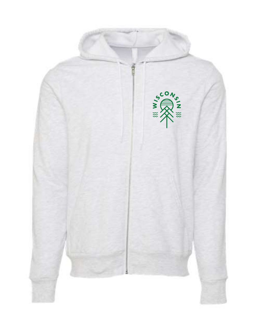 Wisconsin Native Fleece-Full Zip Heather White