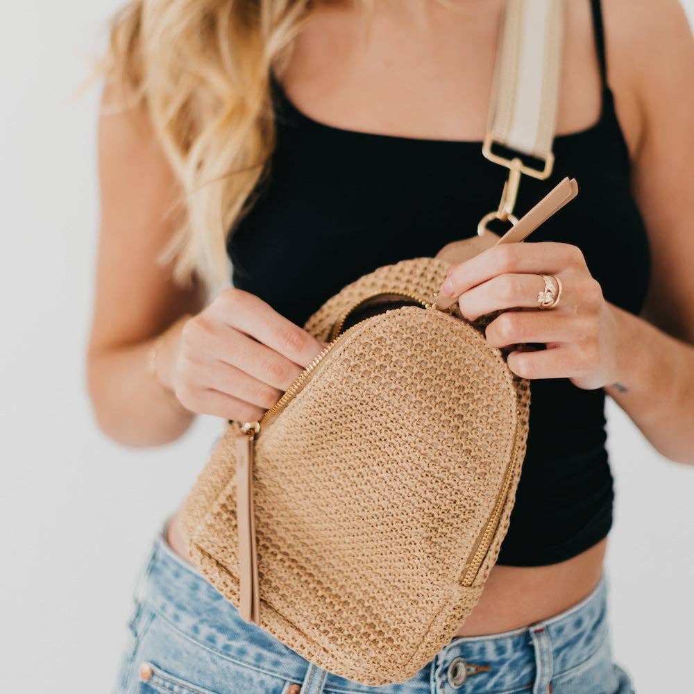 Rowan Raffia Sling Bag: Black