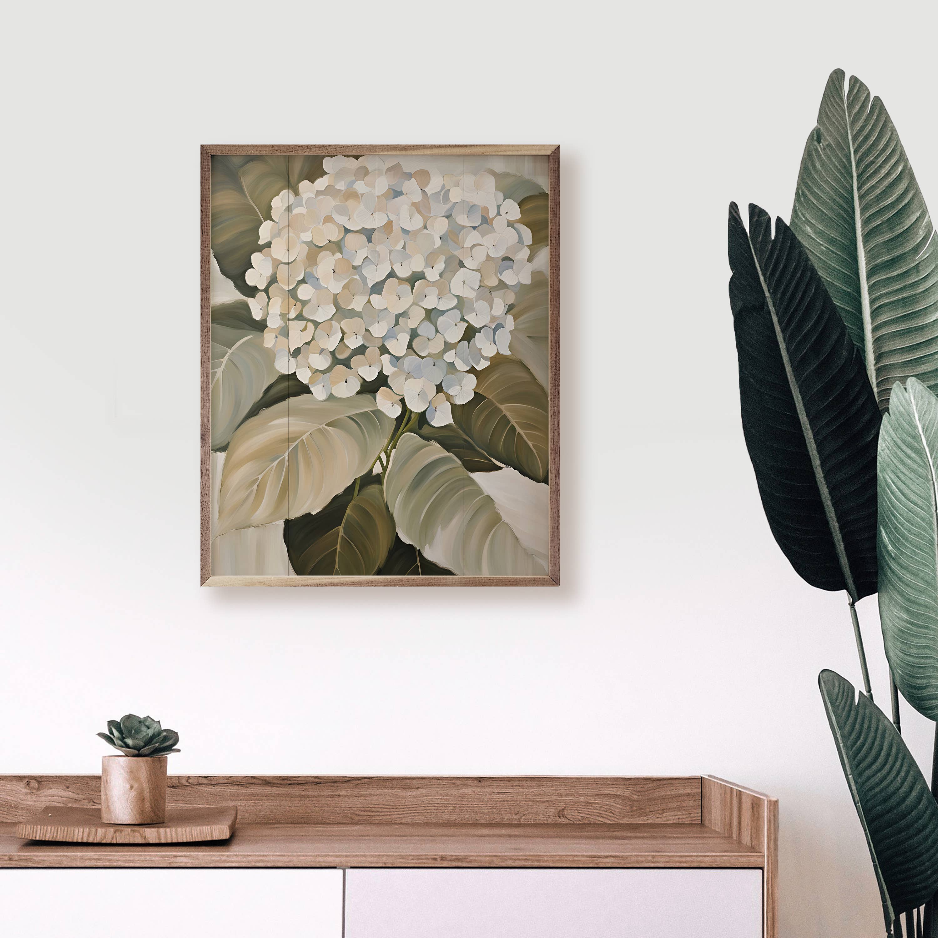 White Hydrangea: 8 x 10 x 1.5