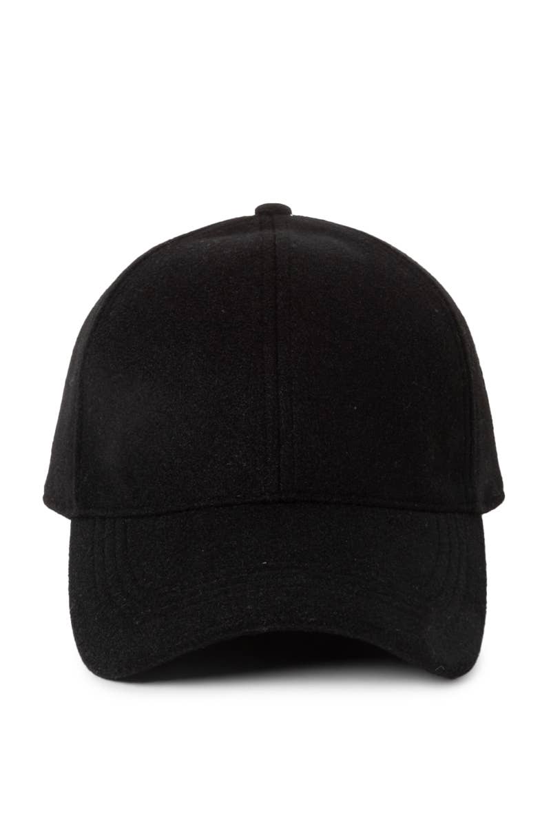 Solid faux wool baseball cap: Beige