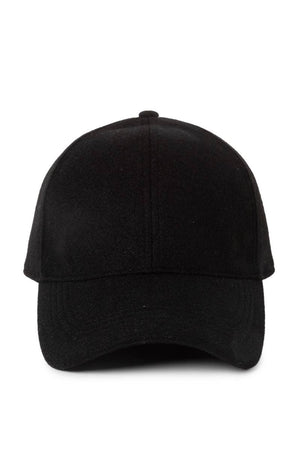 Solid faux wool baseball cap: Beige