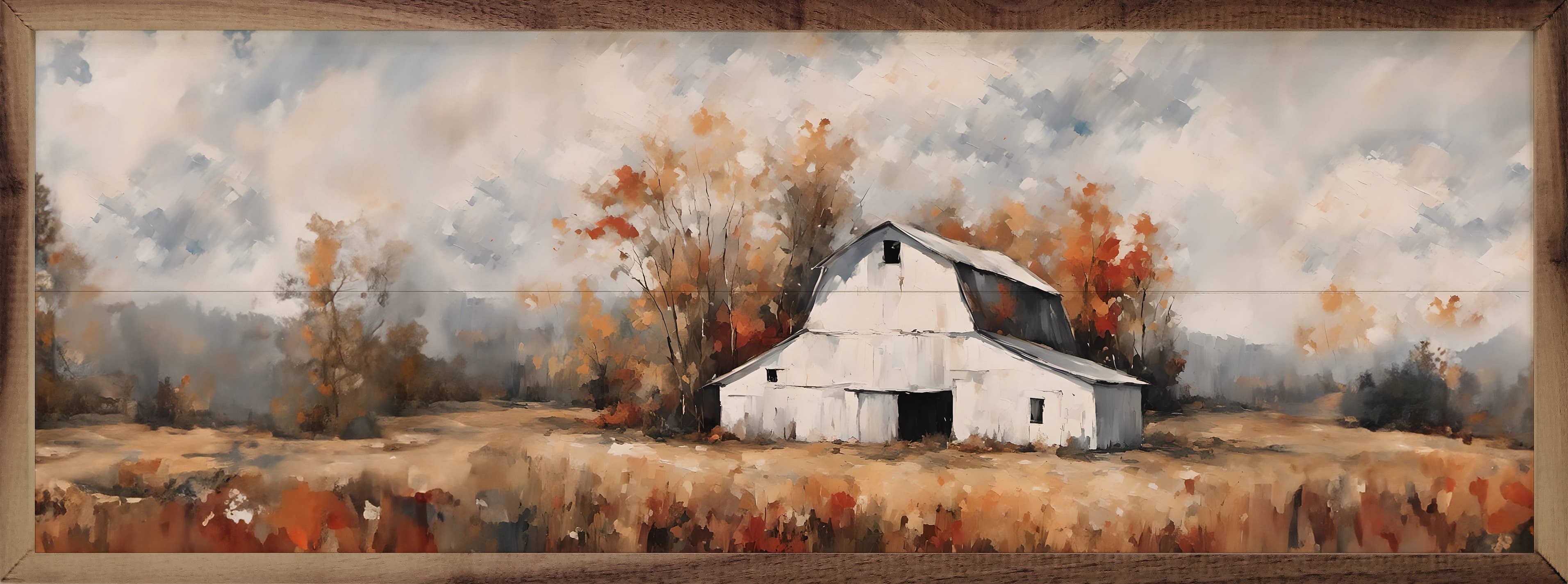 White Barn In The Fall: 12 x 4 x 1.5