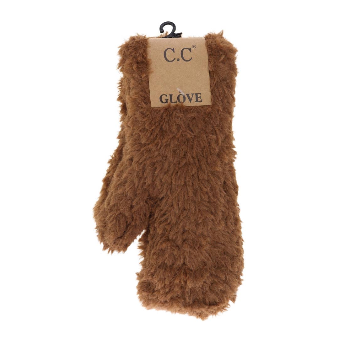 Faux Fur C.C Women's Mittens: Rose