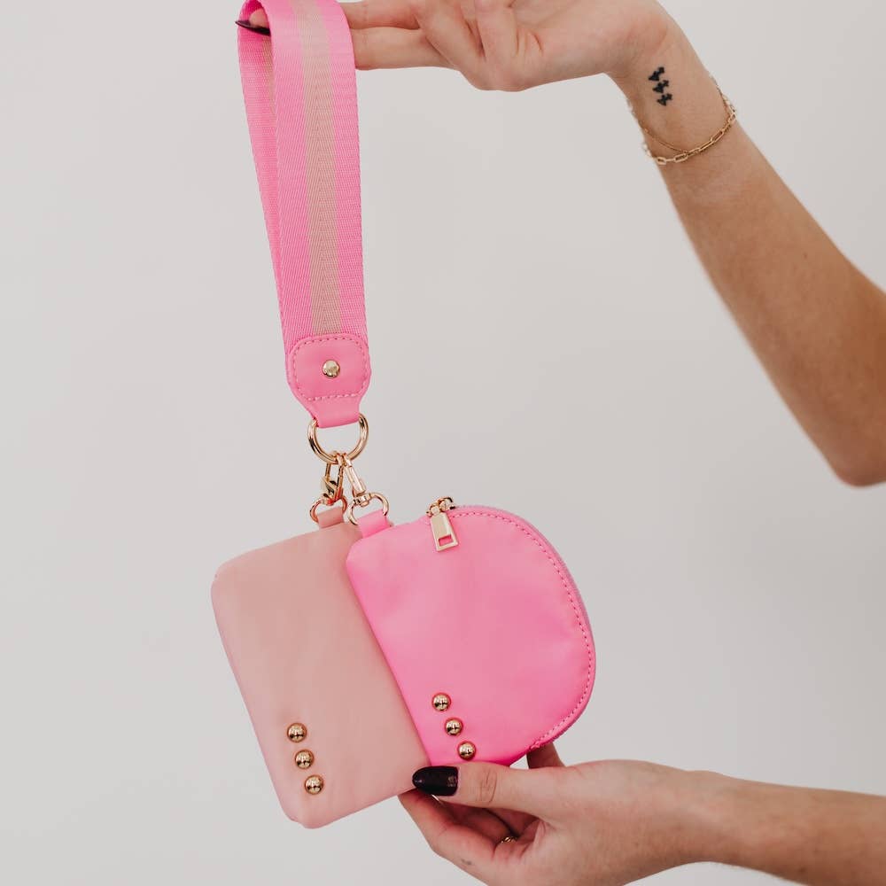 Dolly Dual Pouch Wristlet : Leopard/White