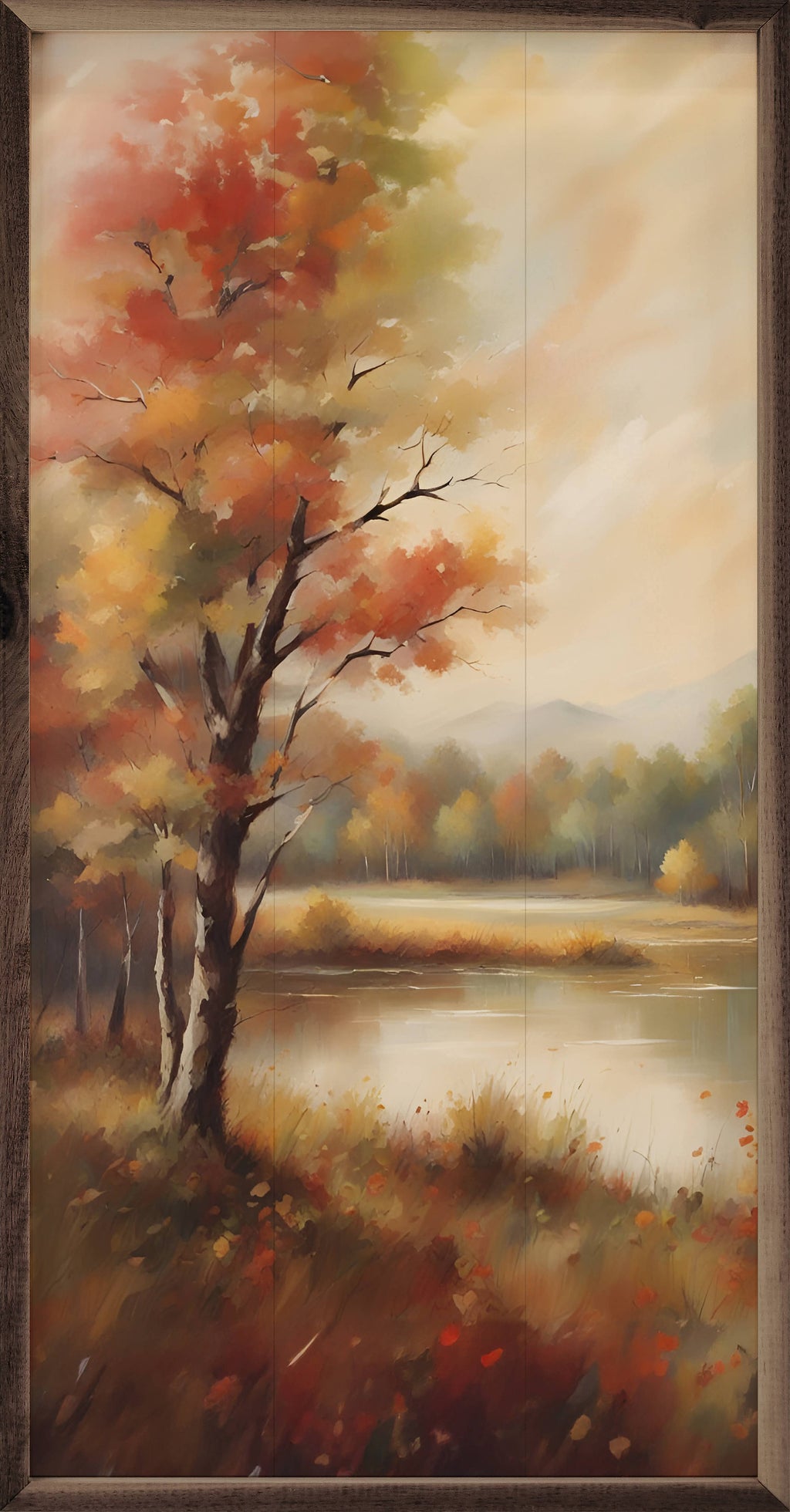 Autumn Trees Near Lake: 8 x 16 x 1.5