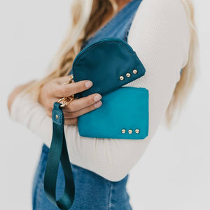 Dolly Dual Pouch Wristlet : Leopard/White