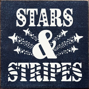 Stars & Stripes (Military Jet) Wood Sign: Old Blue