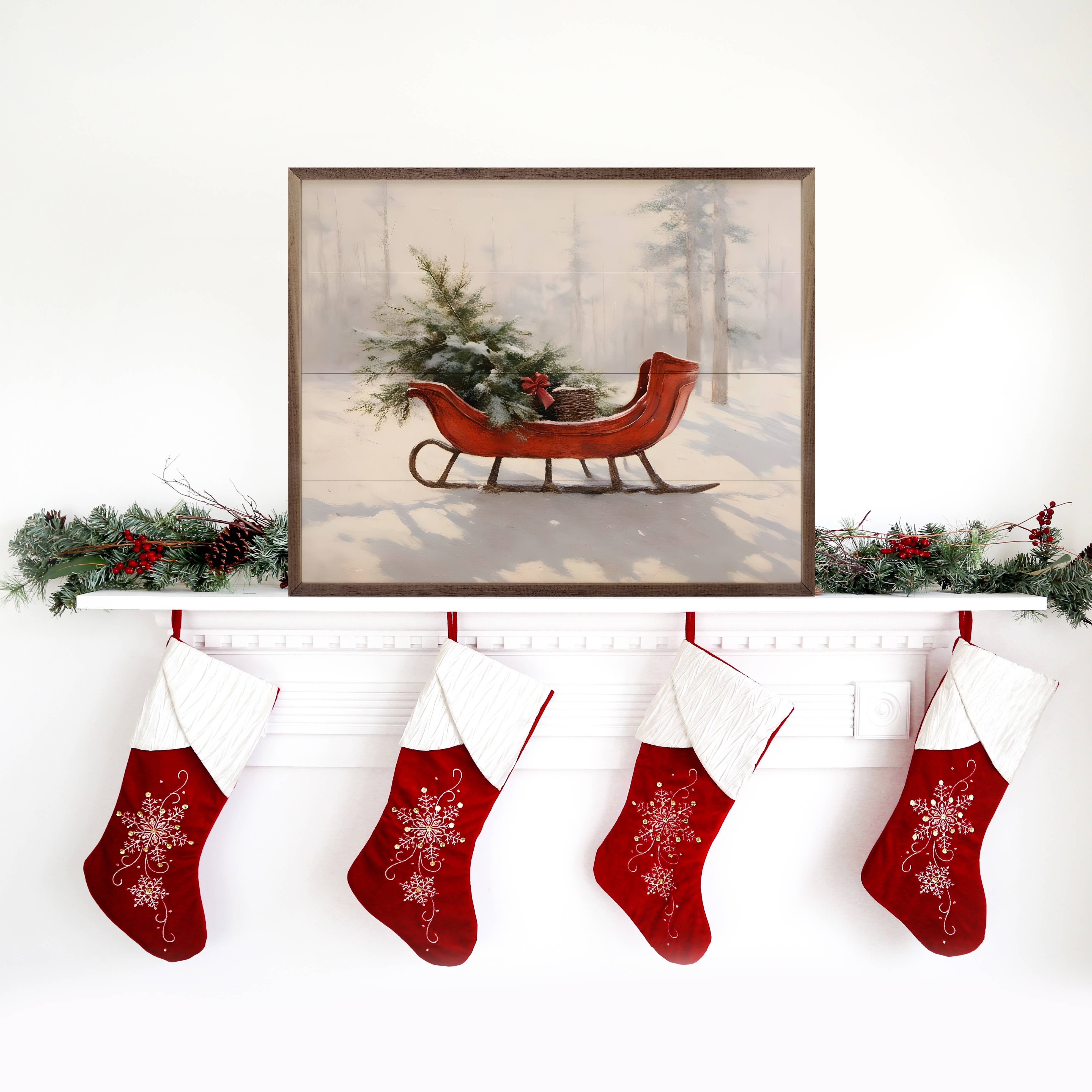 Beautiful Red Sleigh: 20 x 16 x 1.5