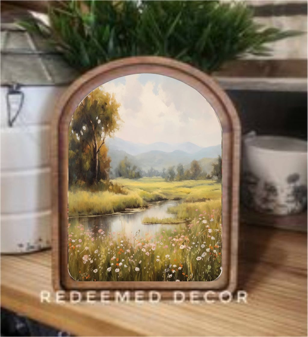 Arch Top Spring Stream Framed Art : 6x8"